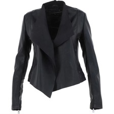 Black Sheepskin Leather Waterfall Jacket: Elegant Drape Front