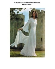 Crochet pattern Medieval style wedding dress with stole in 2ply 33-37" bust 33