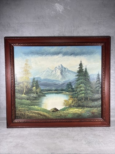 Large framed landscape oil - large,