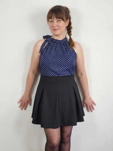 Sleeveless high neck polka dot