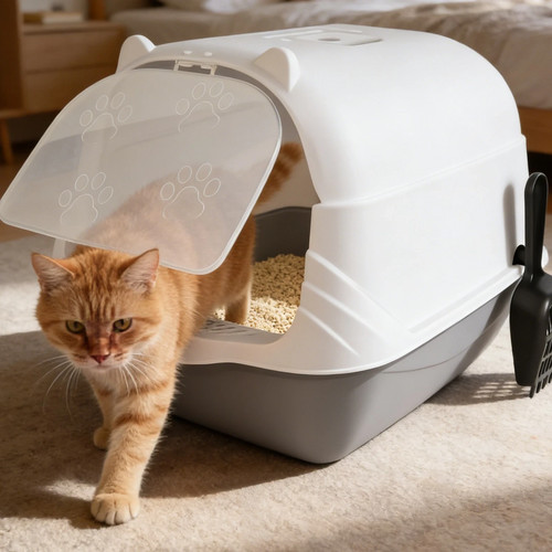 Large hooded cat litter - litter, tray