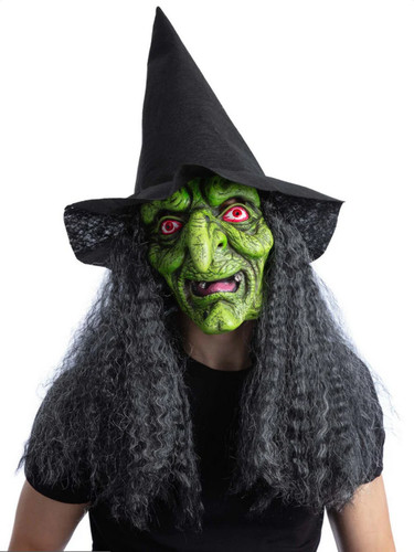 Green wicked witch latex mask - green,