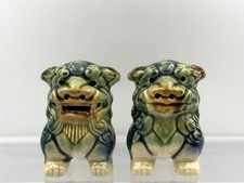 Pair of Vintage Chinese Hand Painted Foo Dogs /Fu Lions