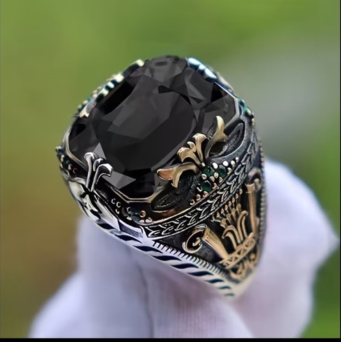 Mens onyx ring with - mens, ornate