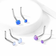 opal nose stud L Shaped with a