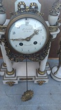 Antique 19th Century French Portico Clock With Garnitures.