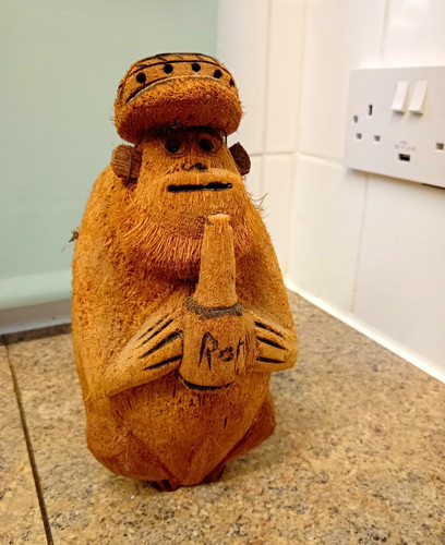 Hand carved coconut wooden ape - carved,