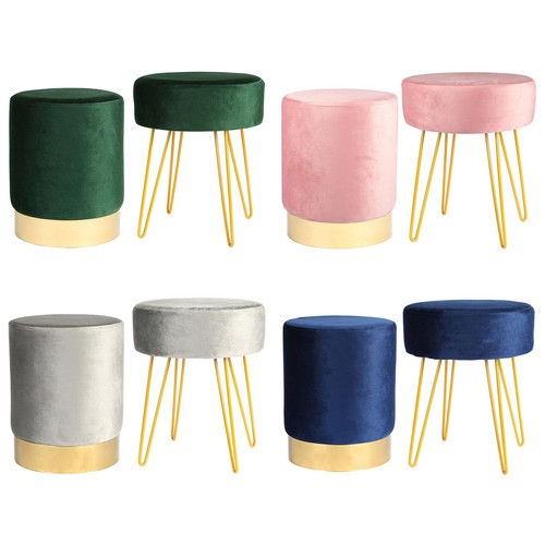 Round velvet footstool - velvet,