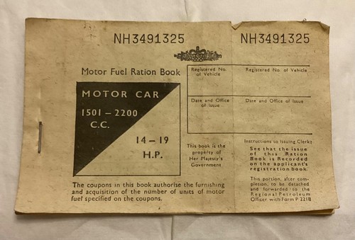 Motor fuel ration book 1970s - fuel,