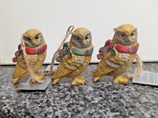 3 Wise Owls Resin w Scarfs by