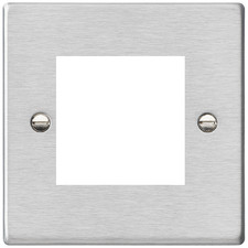 Hamilton Hartland Satin Steel EuroFix Single Plate 2 Module 50x50mm And Grid