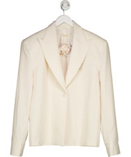 Leo Lin Cream Jovanna Blazer With 3d Rose Necktie UK S