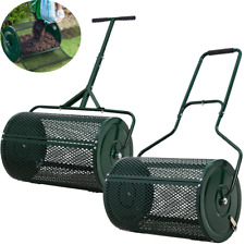 24" Garden Tow-Behind Grass Lawn Compost/Manure/Peat Moss Spreader Roller Feeder