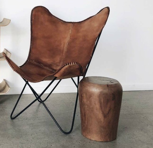 Leather butterfly chair - leather,