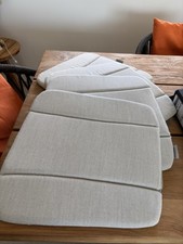 Set of 4 Dining Chair Seat Pads with Memory Foam Comfort Beige Luxury Fabric