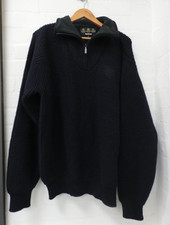 Barbour Navy Tyne Zip Wool Jumper Size Large  (Hol)