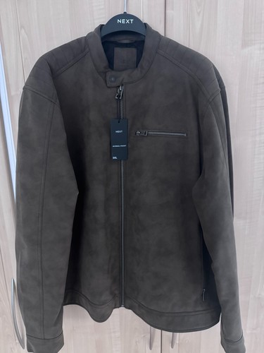 Brown faux leather biker