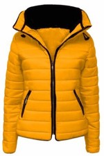 New Women Ladies Puffer Padded Quilted Plain Zipped Jacket