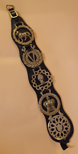 5 heavy Vintage Horse Brass on a Martingale strap V for victory crown