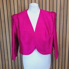 Condici Satin Blazer Jacket Pink UK 14 Cropped 100% Silk Half Sleeve