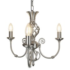 Vintage Antique 3 Way Hanging Pendant Light Brushed Chrome Chandelier H3039