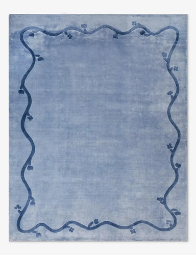 Handmade blue wool area rug - area, |