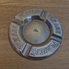 VINTAGE METAL ASH TRAY PLAYER’S PLEASE GREAT FOR MANCAVE BAR PUB SMOKING 