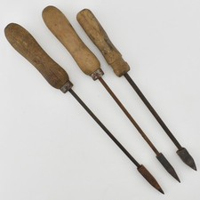 3x VTG Copper Head Wooden Handle Soldering Irons Old Blacksmith Tools