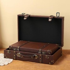PU Leather Trunk Keepsakes Photo Props Old Fashioned Suitcase Decoration