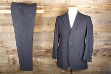 Vintage suit 38S 36W 29L grey wool striped