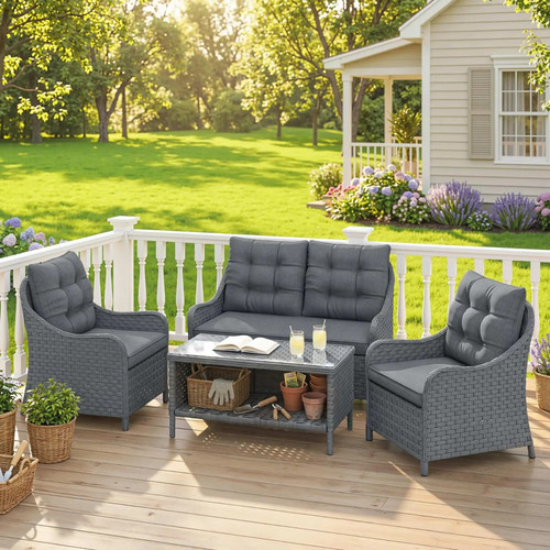 4pieces wicker rattan garden - 4pieces,