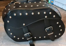 Motorcycle  Studded Black Leather Saddlebags Panniers - Damaged but can be used