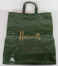Harrods Green Gold Knightsbridge London PVC Tote Shopping Bag Approx. 38.5x41Cm