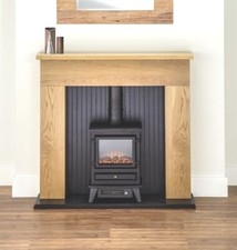 Electric fire stove oak mantle - electric,
