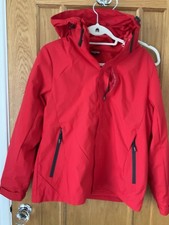 Ladies Red Waterproof Hooded Fleece Jacket SMALL