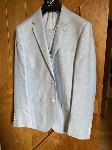 Men light blue - blue, linen