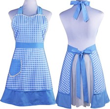 blue gingham kitchen apron