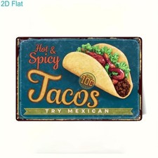 Hot & Spicy Tacos Retro Metal
