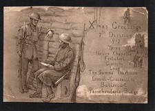 1917 WWI CHRISTMAS POSTCARD 7th DIVISION YPRES SOMME ETC.