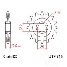 Front Sprocket 13 T 520 P JTF715.13 For Gas Gas MC 250 GG-C2502 2002
