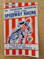 SPEEDWAY PROGRAMME: BRITAIN V. SWEDEN TEST MATCH AT SOUTHAMPTON 18.7.61