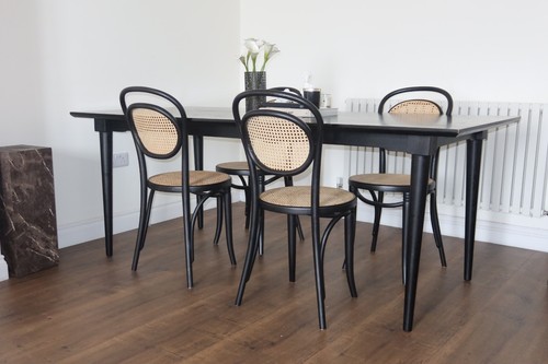 Black rectangle wooden dining