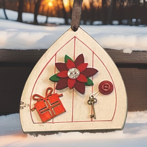Christmas wooden fairy door - fairy,