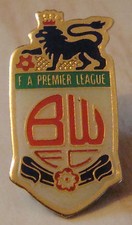 BOLTON WANDERERS Official 1990s FA premier league badge 16mm x 31mm Red script