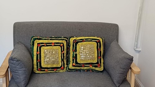Multi coloured sofa - sofa, cushions
