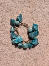 1950s? Bracelet  Marbled Green. 7 Inch. Costume Jewllery