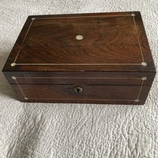 Victorian Rosewood veneer Jewellery Box tray Mother of Pearl inlay Restoration 