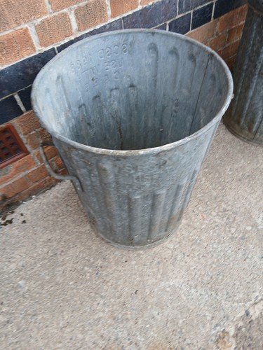 Vintage galvanised dustbin - galvanised,