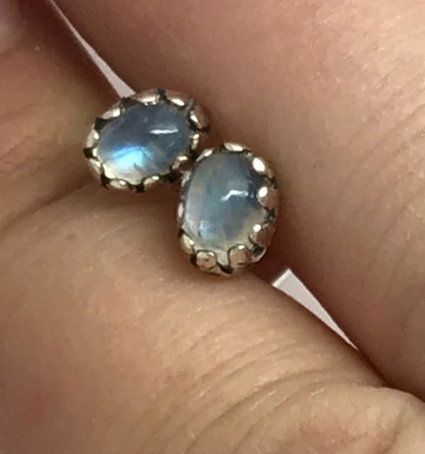 Rainbow moonstone stud