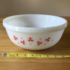 Vintage Phoenix ENGLAND Opalware Large Mixing Bowl Milk Glass Red Sputnik 24cm